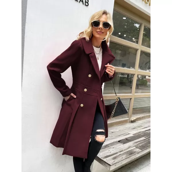 GRACE KARIN Womens Trench Coat Notch Lapel Double Breasted Thick A Line Pea Coats Jacket with PocketsS2XLWine Red