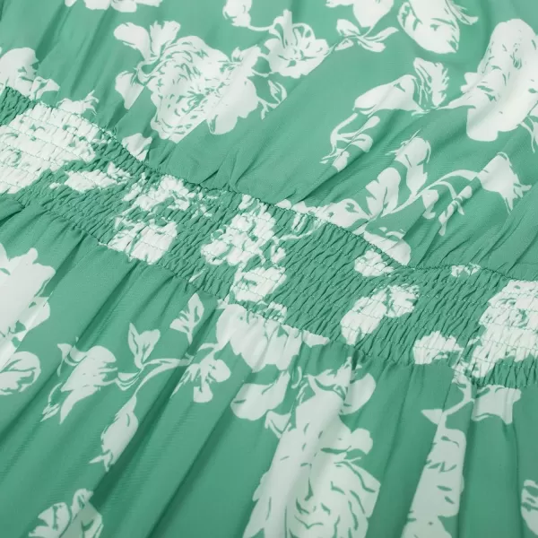 GRACE KARIN Womens V Neck Ruffle Sleeve Summer Dress 2023 Split Flowy Tiered Midi Dress Wedding Guest Cocktail DressesLight Greenwhite Floral