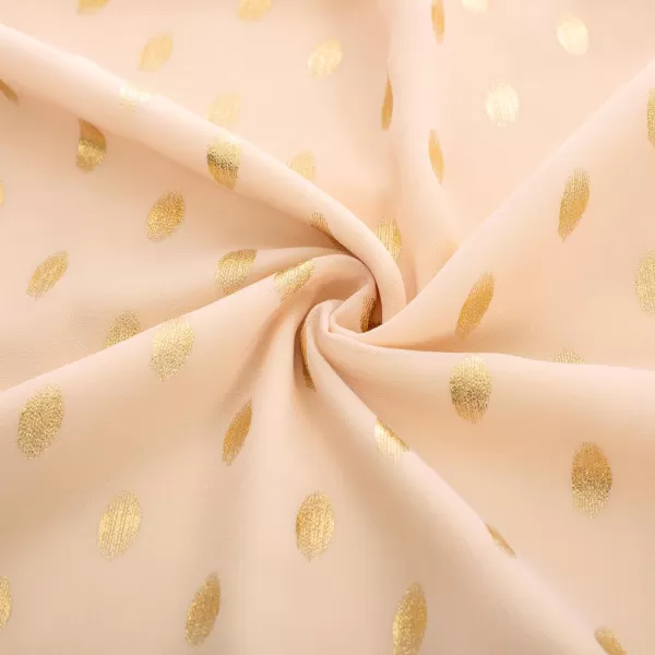 GRACE KARIN Womens V Neck Ruffle Sleeve Summer Dress 2023 Split Flowy Tiered Midi Dress Wedding Guest Cocktail DressesLong Sleeve Beigegold Dots