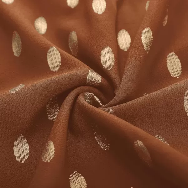 GRACE KARIN Womens V Neck Ruffle Sleeve Summer Dress 2023 Split Flowy Tiered Midi Dress Wedding Guest Cocktail DressesLong Sleeve Browngold Dots