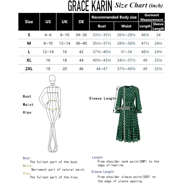 GRACE KARIN Womens V Neck Ruffle Sleeve Summer Dress 2023 Split Flowy Tiered Midi Dress Wedding Guest Cocktail DressesLong Sleeve Dark Greengold Dots