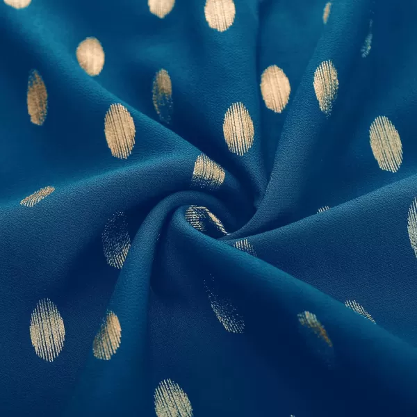 GRACE KARIN Womens V Neck Ruffle Sleeve Summer Dress 2023 Split Flowy Tiered Midi Dress Wedding Guest Cocktail DressesLong Sleeve Peacock Bluegold Dots