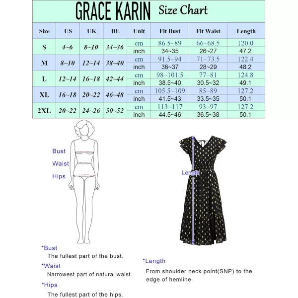 GRACE KARIN Womens V Neck Ruffle Sleeve Summer Dress 2024 Split Flowy Tiered Midi Dress Wedding Guest Cocktail DressesDark Greengold Dots