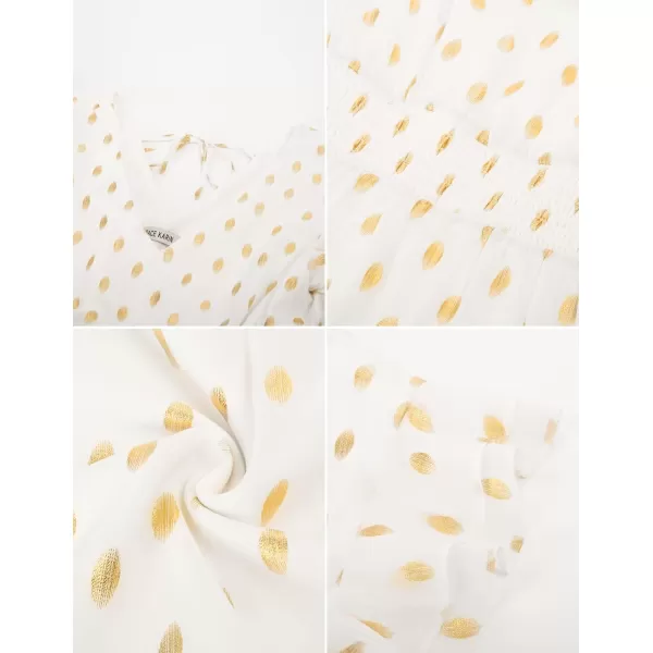 GRACE KARIN Womens V Neck Ruffle Sleeve Summer Dress 2024 Split Flowy Tiered Midi Dress Wedding Guest Cocktail DressesWhitepolka Dot