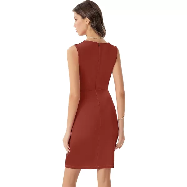 GRACE KARIN Womens Wear to Work Dress V Neck Sleeveless Ruched Wrap Office Party Pencil DressesOrange