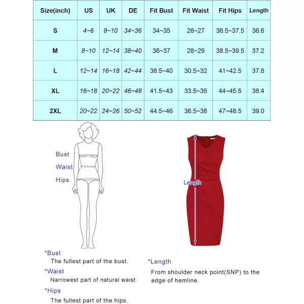 GRACE KARIN Womens Wear to Work Dress V Neck Sleeveless Ruched Wrap Office Party Pencil DressesRoyal Blue