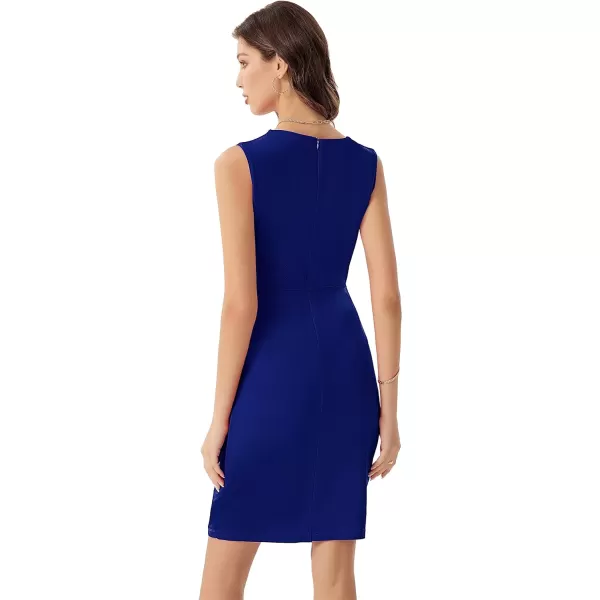 GRACE KARIN Womens Wear to Work Dress V Neck Sleeveless Ruched Wrap Office Party Pencil DressesRoyal Blue
