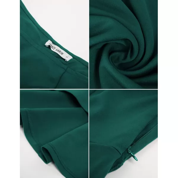 GRACE KARIN Womens Wedding Guest Dress Elegant One Shoulder Cocktail Skater Dress Ruffle Short Sleeve A Line Party DressesDark Green