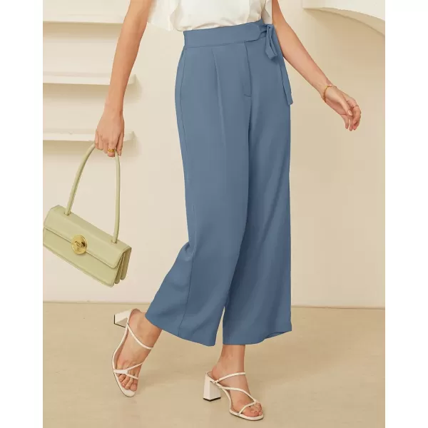 GRACE KARIN Womens Wide Leg Dress Pants High Waisted Business Casual Work TrousersGrey Blue