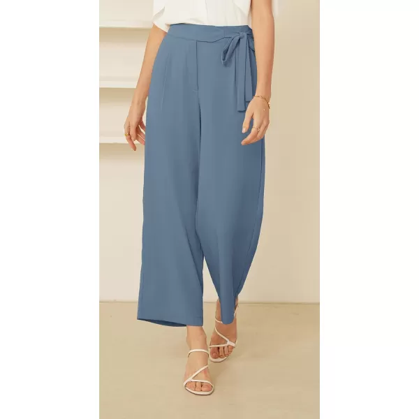 GRACE KARIN Womens Wide Leg Dress Pants High Waisted Business Casual Work TrousersGrey Blue