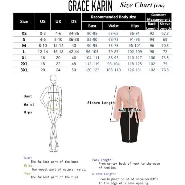 GRACE KARIN Womens Work Pencil Dress Wedding Guest Office Dresses Cocktail Party Long SleeveBlacklong Sleeve