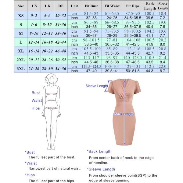 GRACE KARIN Womens Work Pencil Dress Wedding Guest Office Dresses Cocktail Party Long SleeveBlackshort Sleeve