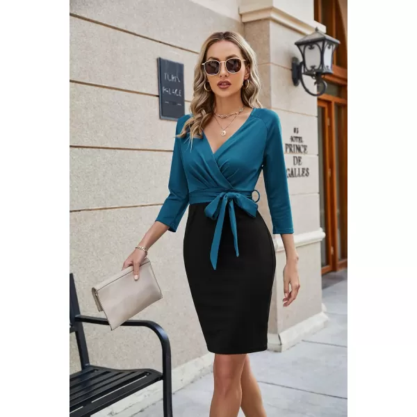 GRACE KARIN Womens Work Pencil Dress Wedding Guest Office Dresses Cocktail Party Long SleeveDark Blueblack34 Sleeve