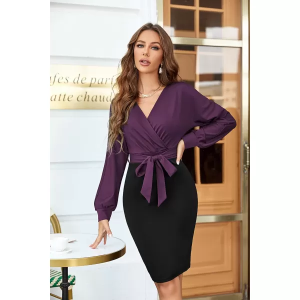 GRACE KARIN Womens Work Pencil Dress Wedding Guest Office Dresses Cocktail Party Long SleeveModenablacklong Sleeve