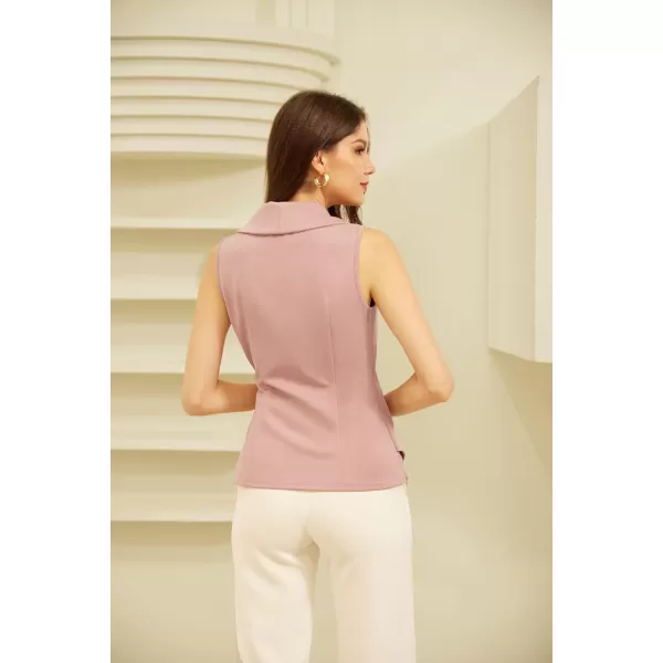 GRACE KARIN Womens Wrap V Neck Casual Work Tops Sleeveless Office Dressy Summer Blouse Top Asymmetrical Elegant ShirtsPink