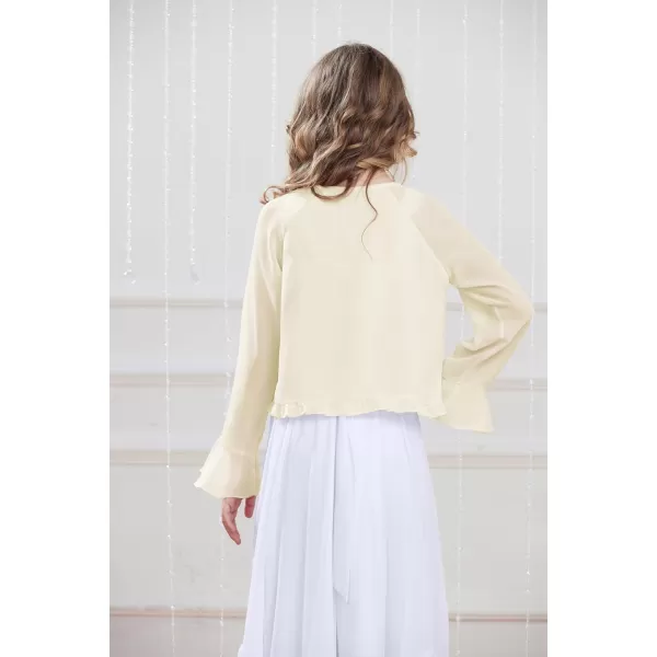 Girls Long Sleeve Cardigan Chiffon Bolero Shrug Light Weight Top for Girls Size 512Cream