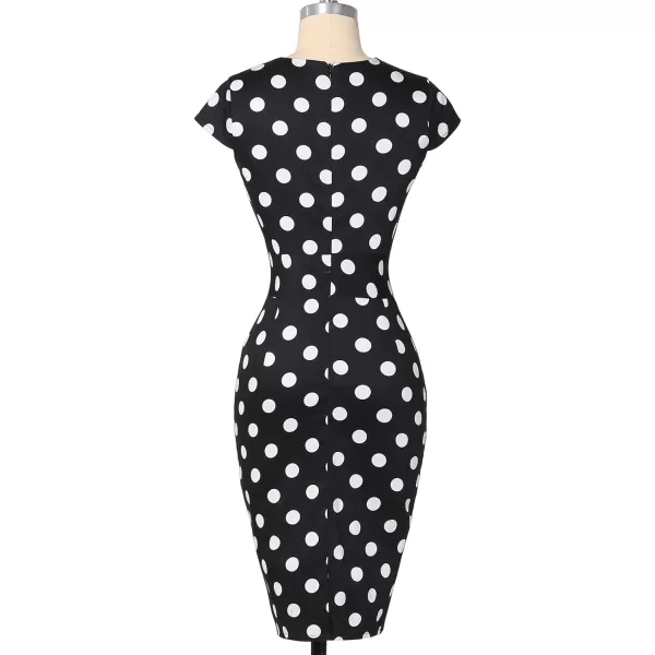 Grace Karin Womens 50s 60s Vintage Pencil Dress Bodycon Cap Sleeve DressBlack White