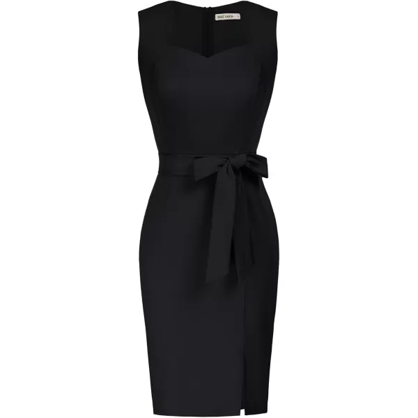 Grace Karin Womens 50s 60s Vintage Pencil Dress Bodycon Cap Sleeve DressBlackwith Belt