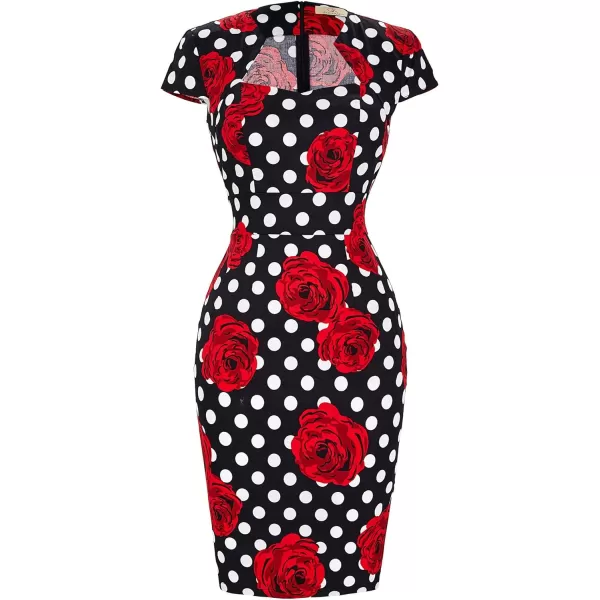 Grace Karin Womens 50s 60s Vintage Pencil Dress Bodycon Cap Sleeve DressC11 Rose