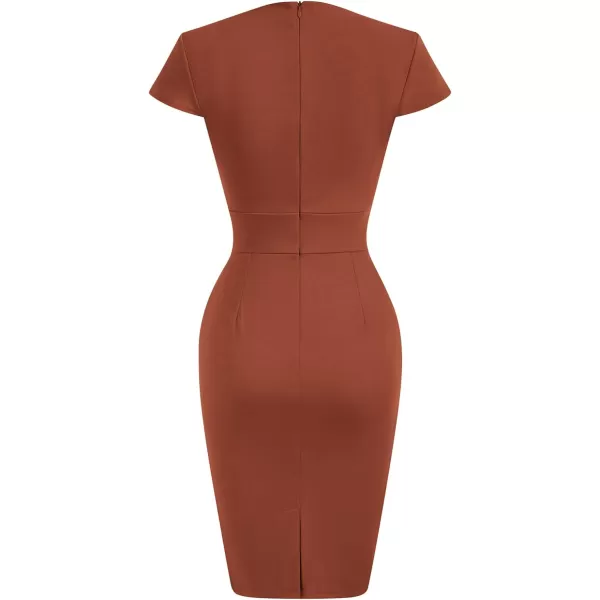 Grace Karin Womens 50s 60s Vintage Pencil Dress Bodycon Cap Sleeve DressCaramel