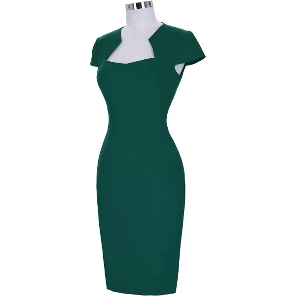 Grace Karin Womens 50s 60s Vintage Pencil Dress Bodycon Cap Sleeve DressDark Green