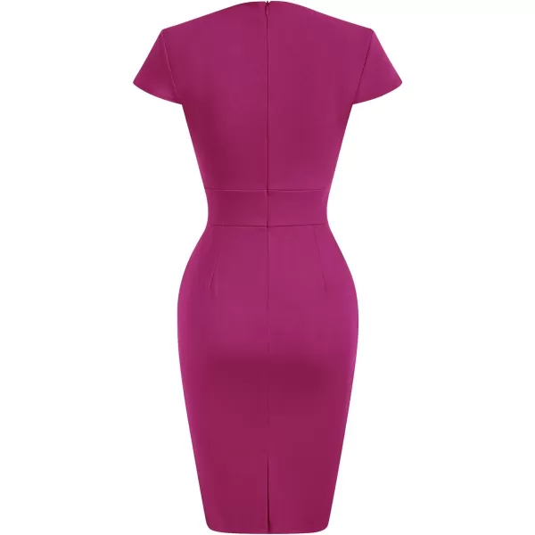 Grace Karin Womens 50s 60s Vintage Pencil Dress Bodycon Cap Sleeve DressDeep Rose