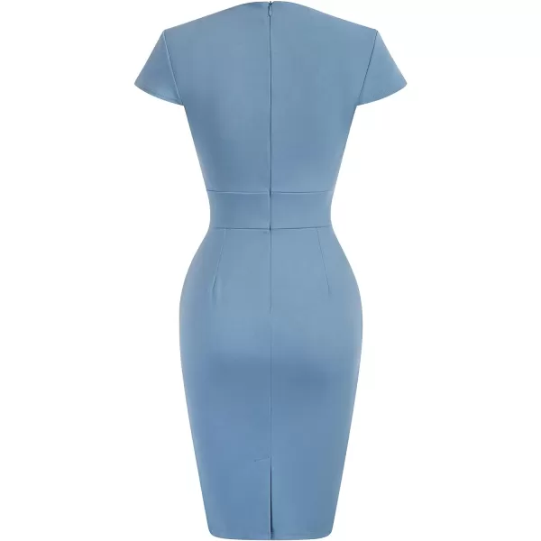 Grace Karin Womens 50s 60s Vintage Pencil Dress Bodycon Cap Sleeve DressGrey Blue