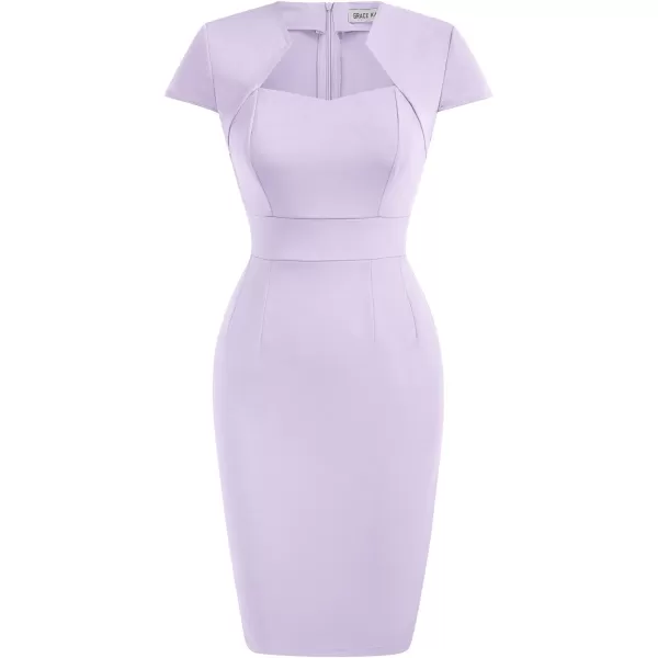 Grace Karin Womens 50s 60s Vintage Pencil Dress Bodycon Cap Sleeve DressLight Purple