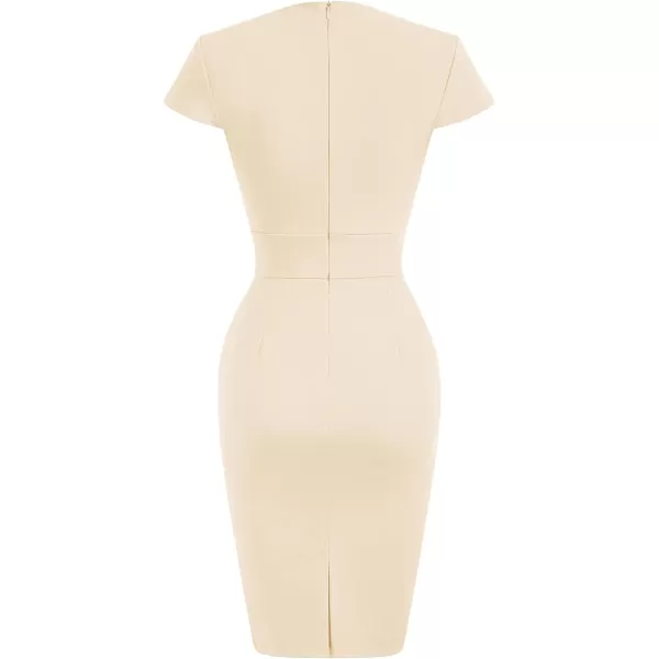 Grace Karin Womens 50s 60s Vintage Pencil Dress Bodycon Cap Sleeve DressNude