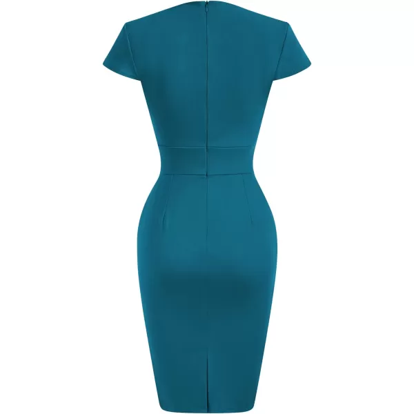 Grace Karin Womens 50s 60s Vintage Pencil Dress Bodycon Cap Sleeve DressPeacock Blue