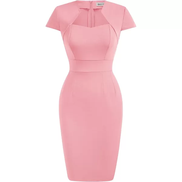 Grace Karin Womens 50s 60s Vintage Pencil Dress Bodycon Cap Sleeve DressPink