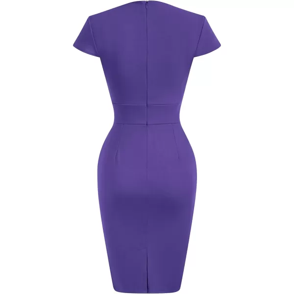 Grace Karin Womens 50s 60s Vintage Pencil Dress Bodycon Cap Sleeve DressPurple2