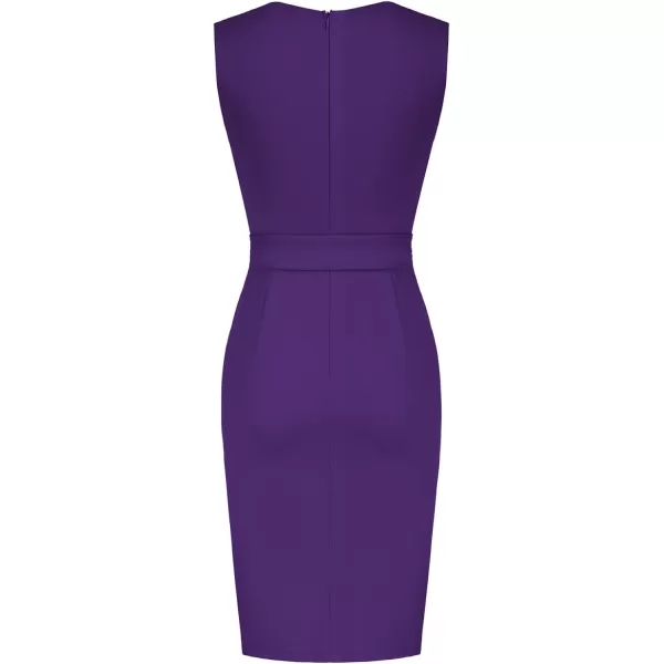 Grace Karin Womens 50s 60s Vintage Pencil Dress Bodycon Cap Sleeve DressPurplewith Belt