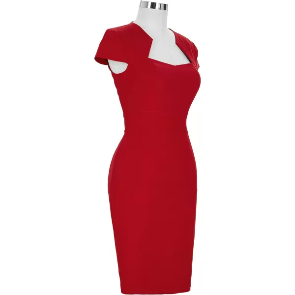 Grace Karin Womens 50s 60s Vintage Pencil Dress Bodycon Cap Sleeve DressRed