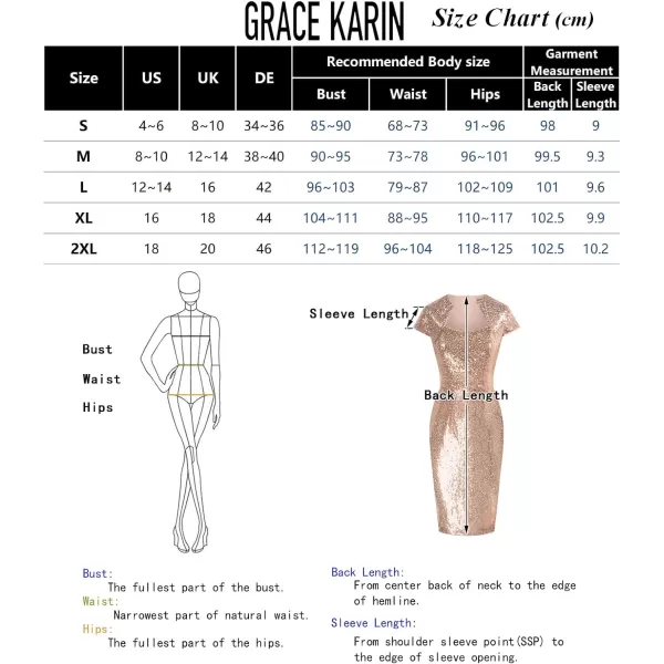 Grace Karin Womens 50s 60s Vintage Pencil Dress Bodycon Cap Sleeve DressSequingreen Silver