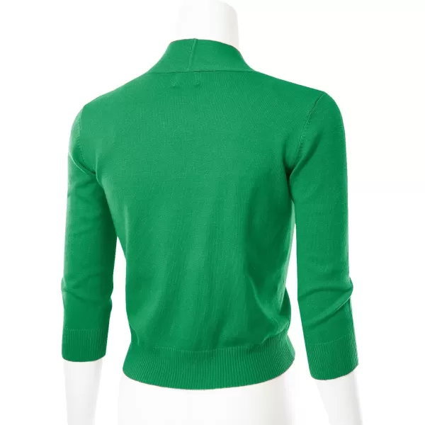 MAYSIX APPAREL 34 Sleeve Solid Open Bolero Cropped Cardigan for Women S3XLMsg1applegreen
