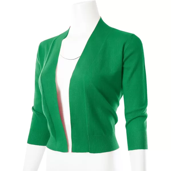 MAYSIX APPAREL 34 Sleeve Solid Open Bolero Cropped Cardigan for Women S3XLMsg1applegreen