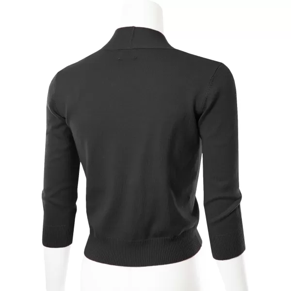 MAYSIX APPAREL 34 Sleeve Solid Open Bolero Cropped Cardigan for Women S3XLMsg1black