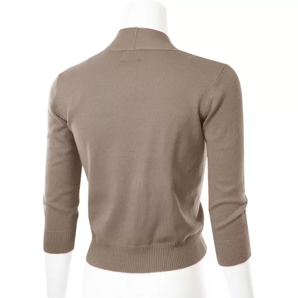 MAYSIX APPAREL 34 Sleeve Solid Open Bolero Cropped Cardigan for Women S3XLMsg1camel