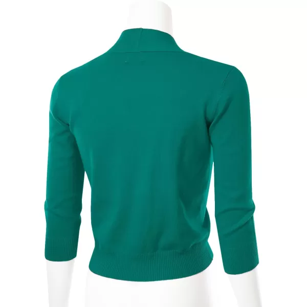 MAYSIX APPAREL 34 Sleeve Solid Open Bolero Cropped Cardigan for Women S3XLMsg1darkgreen