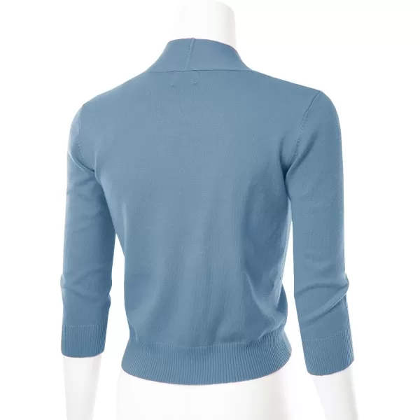 MAYSIX APPAREL 34 Sleeve Solid Open Bolero Cropped Cardigan for Women S3XLMsg1heatherblue