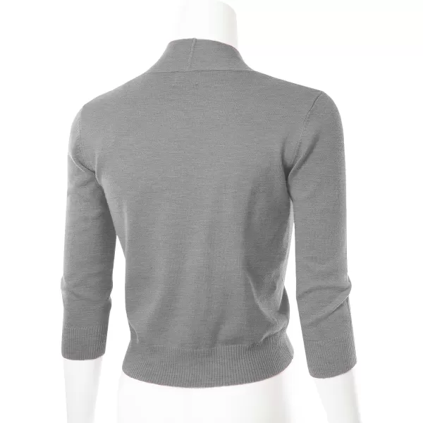 MAYSIX APPAREL 34 Sleeve Solid Open Bolero Cropped Cardigan for Women S3XLMsg1heathergray
