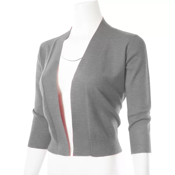 MAYSIX APPAREL 34 Sleeve Solid Open Bolero Cropped Cardigan for Women S3XLMsg1heathergray