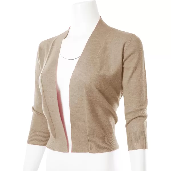 MAYSIX APPAREL 34 Sleeve Solid Open Bolero Cropped Cardigan for Women S3XLMsg1heatherkhaki