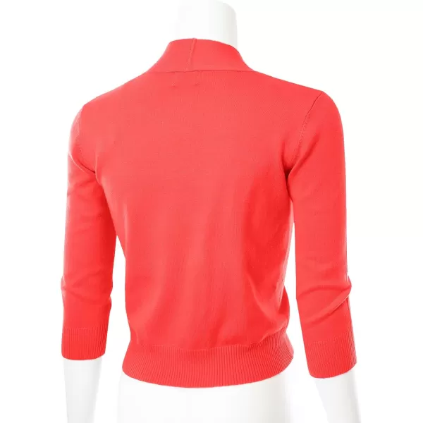 MAYSIX APPAREL 34 Sleeve Solid Open Bolero Cropped Cardigan for Women S3XLMsg1hotcoral
