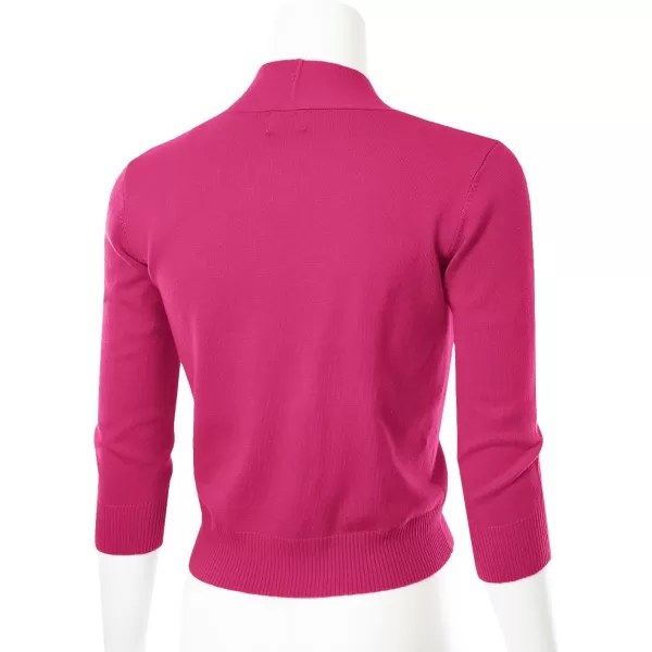 MAYSIX APPAREL 34 Sleeve Solid Open Bolero Cropped Cardigan for Women S3XLMsg1hotpink