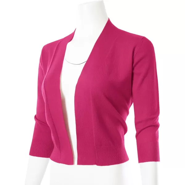 MAYSIX APPAREL 34 Sleeve Solid Open Bolero Cropped Cardigan for Women S3XLMsg1hotpink