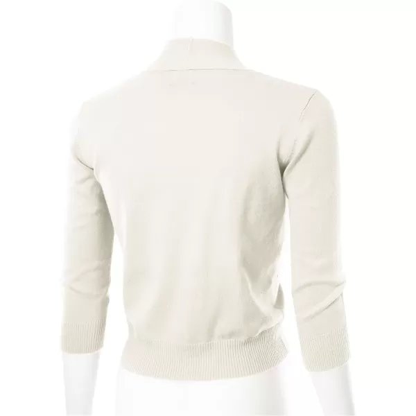 MAYSIX APPAREL 34 Sleeve Solid Open Bolero Cropped Cardigan for Women S3XLMsg1ivory