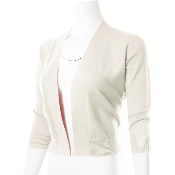 MAYSIX APPAREL 34 Sleeve Solid Open Bolero Cropped Cardigan for Women S3XLMsg1ivory