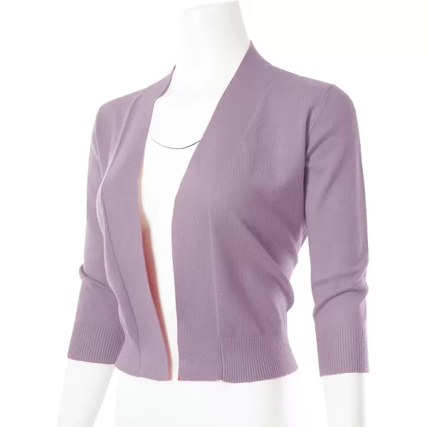 MAYSIX APPAREL 34 Sleeve Solid Open Bolero Cropped Cardigan for Women S3XLMsg1lavender